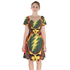 Grateful Dead Scarlet Fire Short Sleeve Bardot Dress by Perong