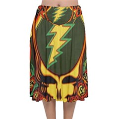 Grateful Dead Scarlet Fire Velvet Flared Midi Skirt