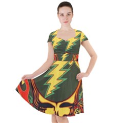 Grateful Dead Scarlet Fire Cap Sleeve Midi Dress by Perong