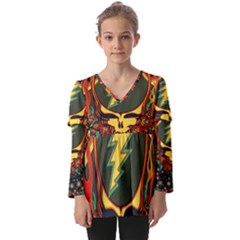 Grateful Dead Scarlet Fire Kids  V Neck Casual Top by Perong