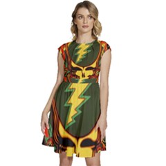 Grateful Dead Scarlet Fire Cap Sleeve High Waist Dress by Perong