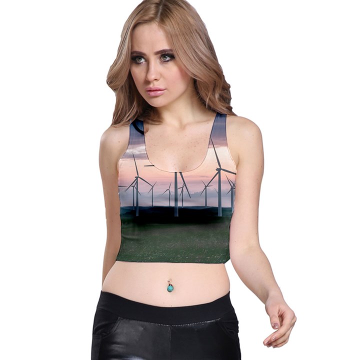 Wind Giants At Twilight Racer Back Crop Top