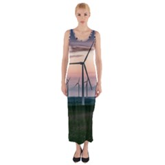 Wind Giants At Twilight Fitted Maxi Dress by Tellerarts