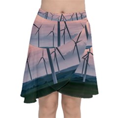 Wind Giants At Twilight Chiffon Wrap Front Skirt