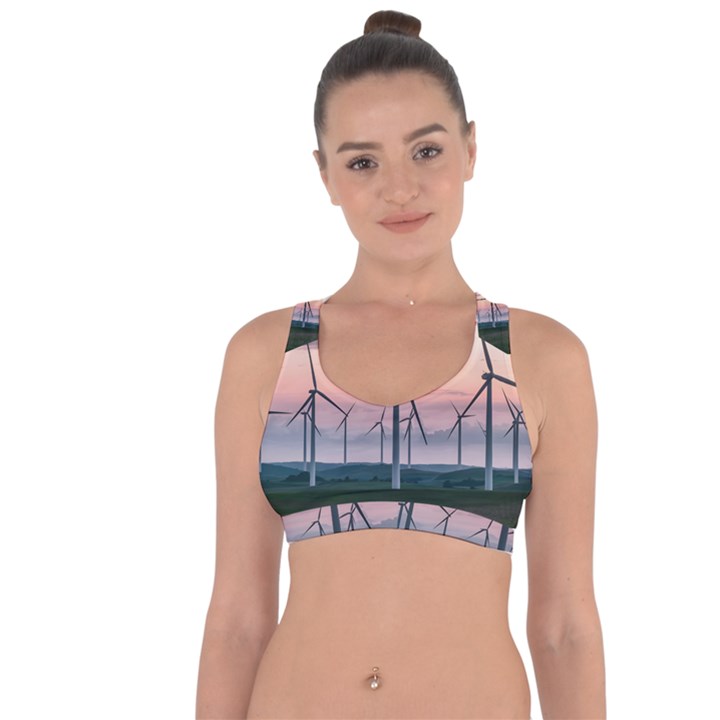 Wind Giants At Twilight Cross String Back Sports Bra