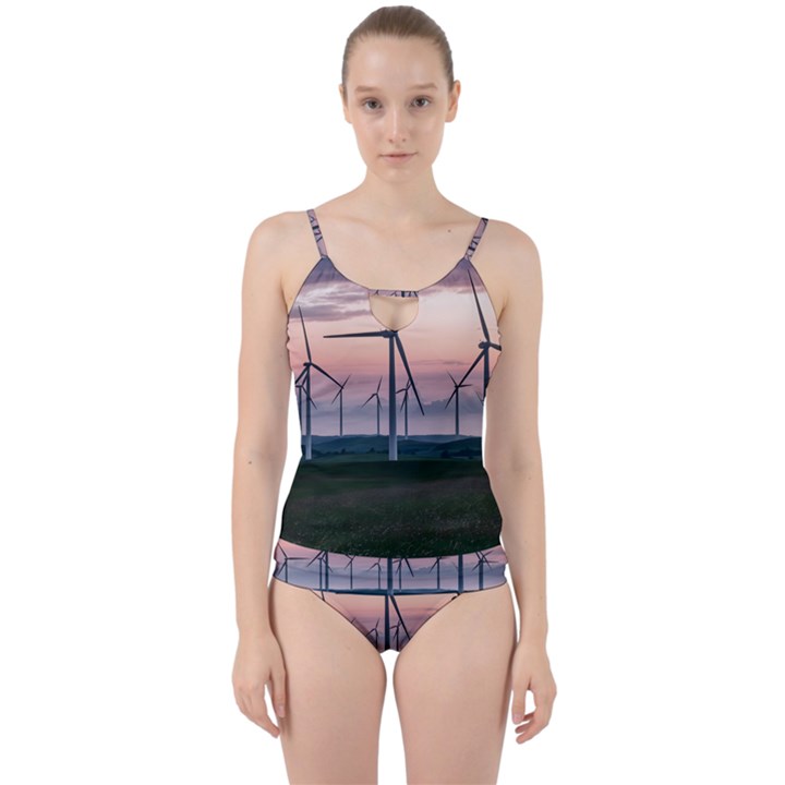 Wind Giants At Twilight Cut Out Top Tankini Set