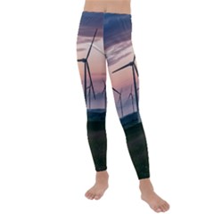 Wind Giants At Twilight Kids  Lightweight Velour Leggings by Tellerarts