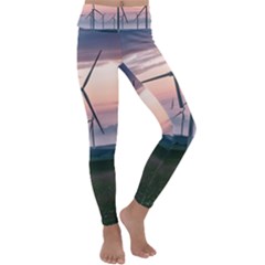 Wind Giants At Twilight Kids  Lightweight Velour Classic Yoga Leggings by Tellerarts