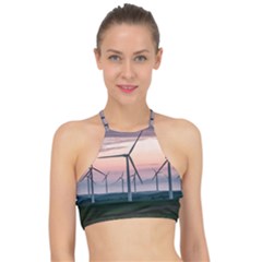 Wind Giants At Twilight Halter Bikini Top by Tellerarts