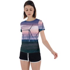 Wind Giants At Twilight Back Circle Cutout Sports T-shirt