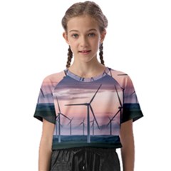 Wind Giants At Twilight Kids  Basic T-shirt by Tellerarts