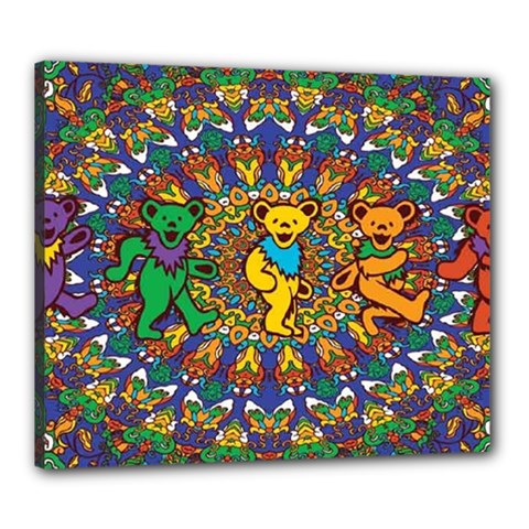 Dead Dancing Bears Grateful Dead Pattern Canvas 24  X 20  (stretched) by Grandong