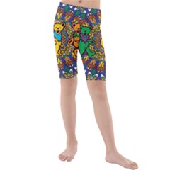 Dead Dancing Bears Grateful Dead Pattern Kids  Mid Length Swim Shorts by Grandong