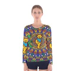 Dead Dancing Bears Grateful Dead Pattern Women s Long Sleeve T-shirt