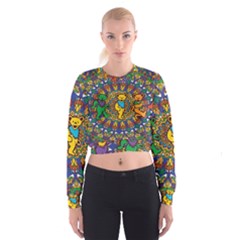 Dead Dancing Bears Grateful Dead Pattern Cropped Sweatshirt