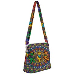 Dead Dancing Bears Grateful Dead Pattern Zipper Messenger Bag by Grandong