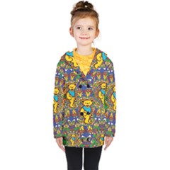 Dead Dancing Bears Grateful Dead Pattern Kids  Double Breasted Button Coat by Grandong