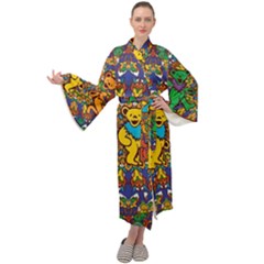 Dead Dancing Bears Grateful Dead Pattern Maxi Velvet Kimono by Grandong