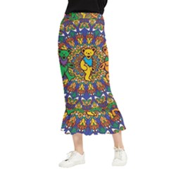 Dead Dancing Bears Grateful Dead Pattern Maxi Fishtail Chiffon Skirt by Grandong