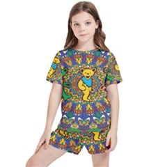 Dead Dancing Bears Grateful Dead Pattern Kids  T-shirt And Sports Shorts Set by Grandong