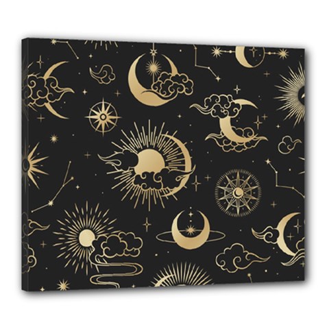 Asian Seamless Pattern With Clouds Moon Sun Stars Vector Collection Oriental Chinese Japanese Korean Canvas 24  X 20  (stretched) by Grandong