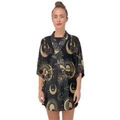 Asian Seamless Pattern With Clouds Moon Sun Stars Vector Collection Oriental Chinese Japanese Korean Half Sleeve Chiffon Kimono