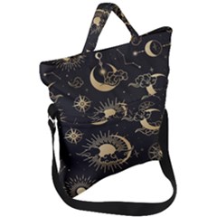 Asian Seamless Pattern With Clouds Moon Sun Stars Vector Collection Oriental Chinese Japanese Korean Fold Over Handle Tote Bag by Grandong