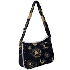 Asian Seamless Pattern With Clouds Moon Sun Stars Vector Collection Oriental Chinese Japanese Korean Zip Up Shoulder Bag by Grandong