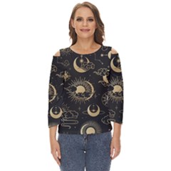 Asian Seamless Pattern With Clouds Moon Sun Stars Vector Collection Oriental Chinese Japanese Korean Cut Out Wide Sleeve Top