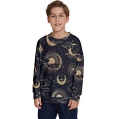 Asian Seamless Pattern With Clouds Moon Sun Stars Vector Collection Oriental Chinese Japanese Korean Kids  Crewneck Sweatshirt by Grandong