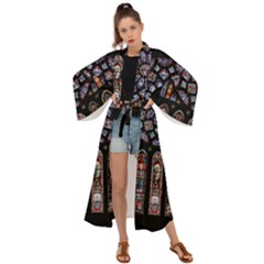 Chartres Cathedral Notre Dame De Paris Stained Glass Maxi Kimono