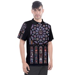 Chartres Cathedral Notre Dame De Paris Stained Glass Men s Polo T-shirt by Grandong