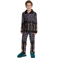 Chartres Cathedral Notre Dame De Paris Stained Glass Kids  Long Sleeve Velvet Pajamas Set