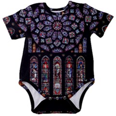 Chartres Cathedral Notre Dame De Paris Stained Glass Baby Short Sleeve Bodysuit