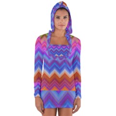 Pattern Chevron Zigzag Background Long Sleeve Hooded T-shirt by Grandong