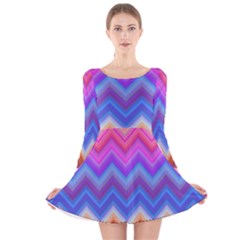 Pattern Chevron Zigzag Background Long Sleeve Velvet Skater Dress