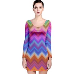 Pattern Chevron Zigzag Background Long Sleeve Velvet Bodycon Dress