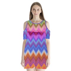 Pattern Chevron Zigzag Background Shoulder Cutout Velvet One Piece