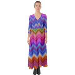 Pattern Chevron Zigzag Background Button Up Boho Maxi Dress by Grandong