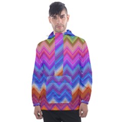 Pattern Chevron Zigzag Background Men s Front Pocket Pullover Windbreaker