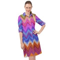 Pattern Chevron Zigzag Background Long Sleeve Mini Shirt Dress by Grandong