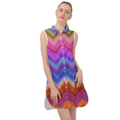 Pattern Chevron Zigzag Background Sleeveless Shirt Dress by Grandong