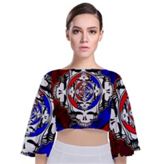 The Grateful Dead Tie Back Butterfly Sleeve Chiffon Top by Grandong