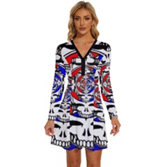 The Grateful Dead Long Sleeve Deep V Mini Dress  by Grandong