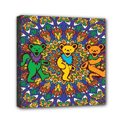 Dead Dancing Bears Grateful Dead Pattern Mini Canvas 6  X 6  (stretched) by Grandong