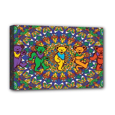 Dead Dancing Bears Grateful Dead Pattern Deluxe Canvas 18  X 12  (stretched) by Grandong