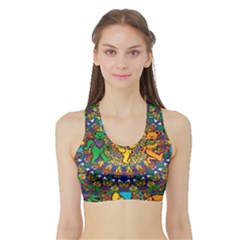 Dead Dancing Bears Grateful Dead Pattern Sports Bra With Border by Grandong