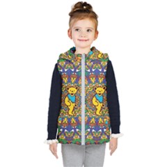 Dead Dancing Bears Grateful Dead Pattern Kids  Hooded Puffer Vest