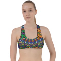 Dead Dancing Bears Grateful Dead Pattern Criss Cross Racerback Sports Bra by Grandong