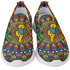 Dead Dancing Bears Grateful Dead Pattern Kids  Slip On Sneakers by Grandong